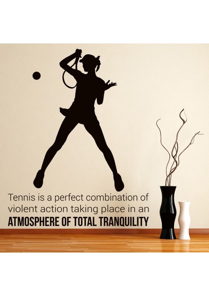 Toplam Huzur Tenis Yazılı Dekoratif Duvar Sticker Çıkartma Spor Salonu Çocuk Odası