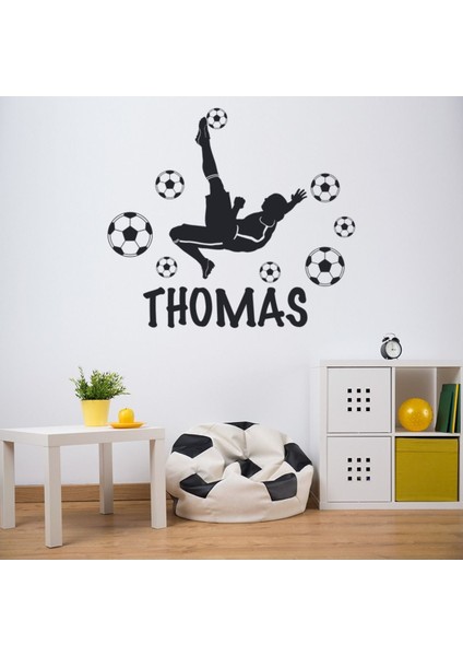 Kişiye Özel Isim Futbol Dekoratif Duvar Sticker Çıkartması Spor Salonu Çocuk Odası