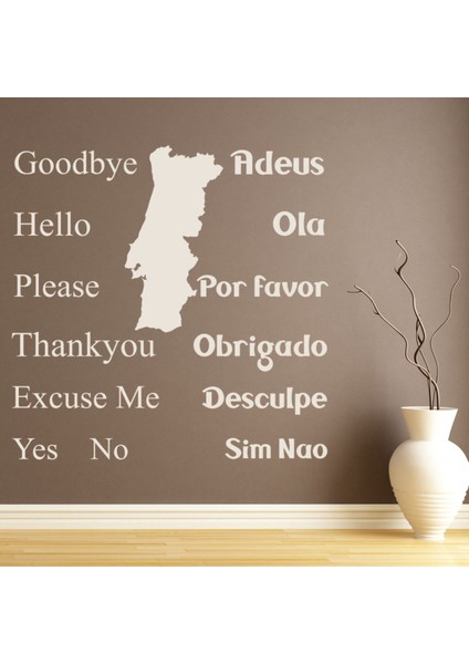 Dil Temelleri Portekizce Okul Eğitimi Dekoratif Duvar Sticker Çıkartması Mutfak Ofis Yatak Odası