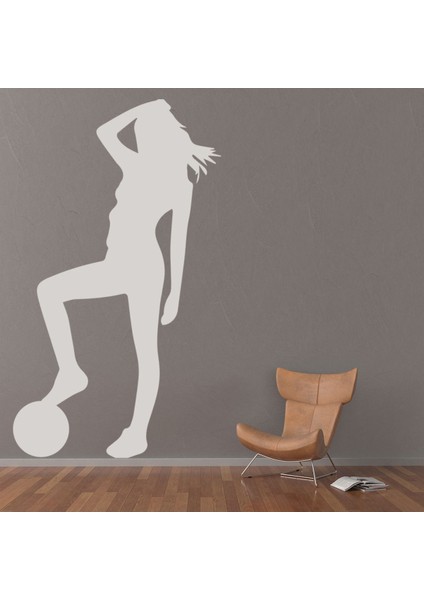 Kadın Futbolcu Spor Dekoratif Duvar Sticker Çıkartma Spor Salonu Çocuk Odası