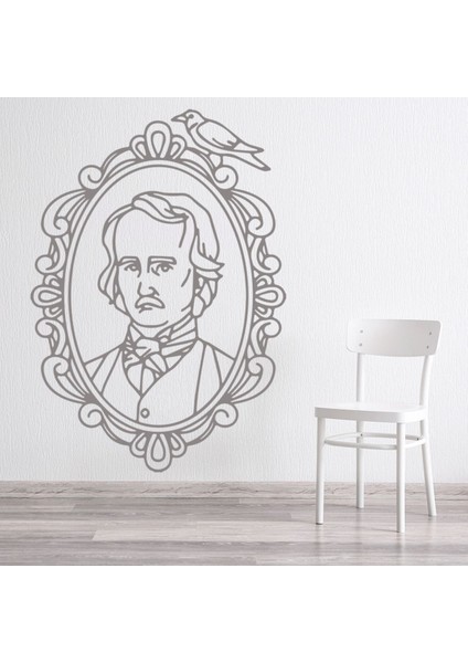 Edgar Allen Poe Şair Yazar Dekoratif Duvar Sticker Çıkartması Mutfak Ofis Yatak Odası