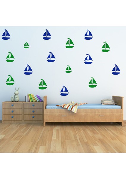 Yelkenli Tekne Yelken Taşıma Dekoratif Duvar Çıkartma Paketi Bebek Çocuk Odası