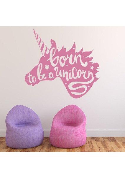 Bir Tek Boynuzlu At Olmak Için Doğmuş Peri Masalı Yazılı Dekoratif Duvar Sticker Çıkartma Bebek