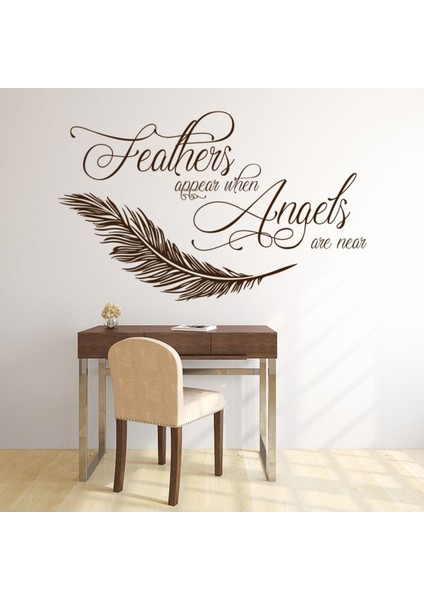 Tüyler Görünüyor Melekler Yazılıya Yakın Dekoratif Duvar Sticker Çıkartma Oturma Odası Salon