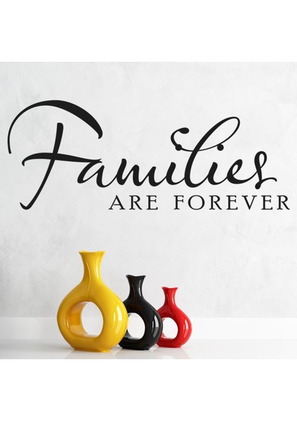 Aileler Sonsuza Kadar Aile Yazılı Dekoratif Duvar Sticker Çıkartması Oturma Odası Salon