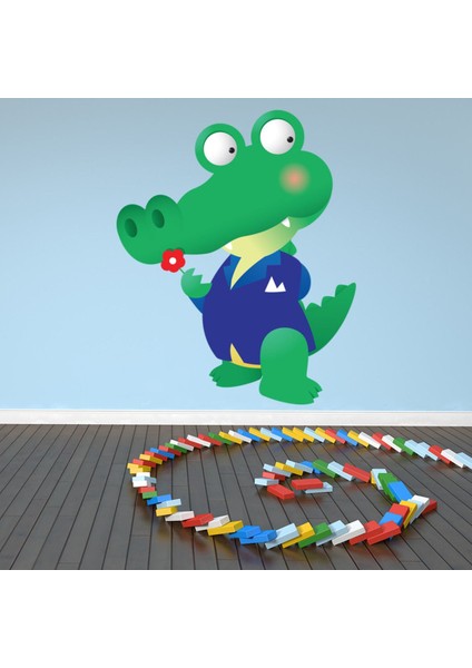 Akıllı Timsah Dekoratif Duvar Sticker Çıkartma Yatak Çocuk Odası