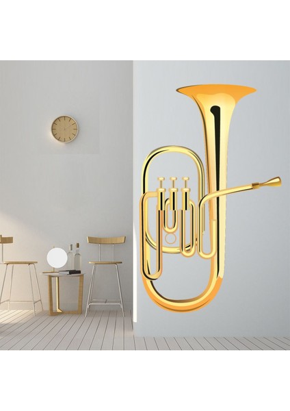Altın Tuba Pirinç Aletler Dekoratif Duvar Sticker Çıkartma Mutfak Ofis Yatak Odası
