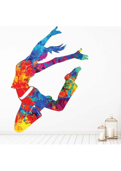 Boya Sıçrama Dansçı Dekoratif Duvar Sticker Çıkartma Mutfak Ofis Yatak Odası