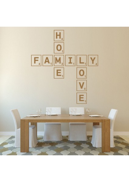 Aile Ev Aşk Scrabble Kiremit Dekoratif Duvar Sticker Çıkartması Oturma Odası Salon