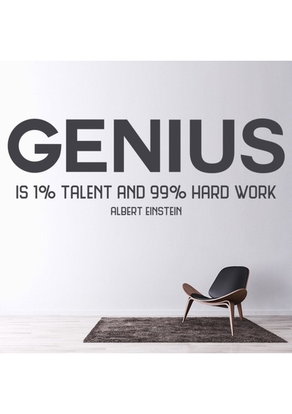 Dahi Albert Einstein Yazılı Dekoratif Duvar Sticker Çıkartma Oturma Odası Salon
