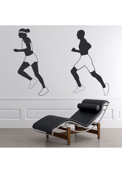 Erkek Kadın Koşucular Maraton Sporları Dekoratif Duvar Sticker Çıkartması Spor Salonu Çocuk Odası