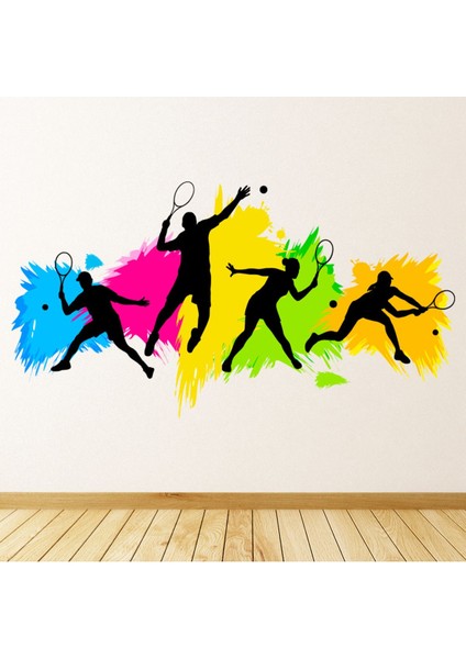 Tenis Oyunu Renkli Dekoratif Duvar Sticker Çıkartma Spor Salonu Çocuk Odası