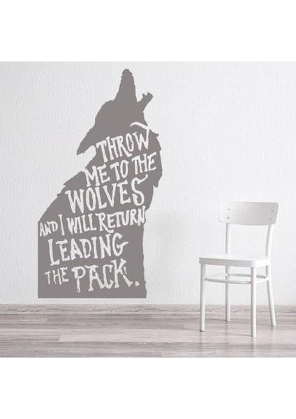Beni Kurtlara At Ilham Verici Yazılı Dekoratif Duvar Sticker Çıkartma Oturma Odası Salon