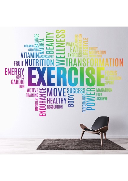 Gökkuşağı Egzersiz Metin Fitness Salonu Dekoratif Duvar Sticker Çıkartması Spor Salonu Çocuk Odası