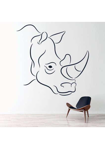 Gergedan Portre Gergedan Anahat Vahşi Hayvanlar Dekoratif Duvar Sticker Çıkartma Ev Dekor Sanatı