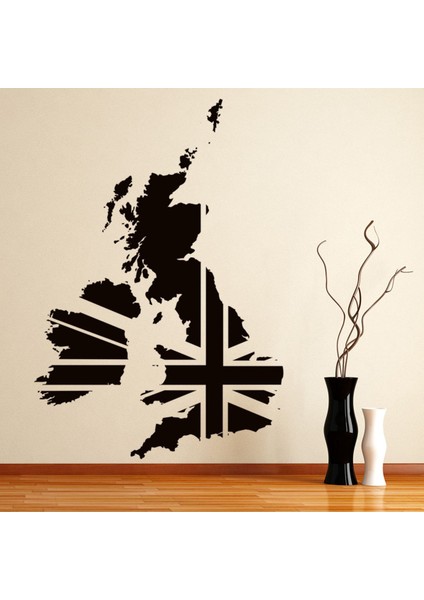 Birleşik Krallık Haritası Union Jack Dekoratif Duvar Sticker Çıkartma Mutfak Ofis Yatak Odası