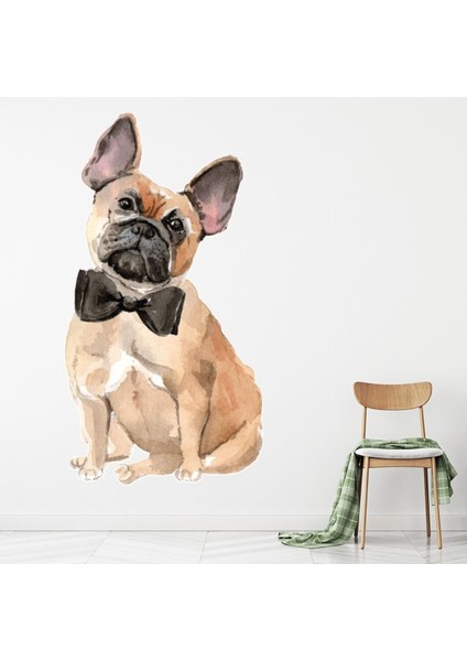 Papyon Köpek Kulübesi Ile Fransız Bulldog Bakım Dekoratif Duvar Sticker Çıkartma Mutfak Ofis Yatak