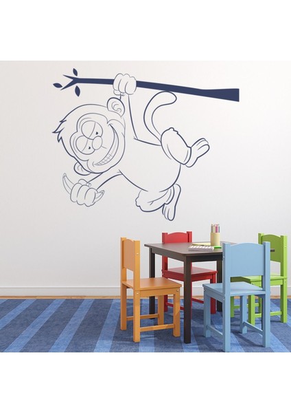 Arsız Maymun Çocuk Dekoratif Duvar Sticker Çıkartma Bebek Çocuk Odası