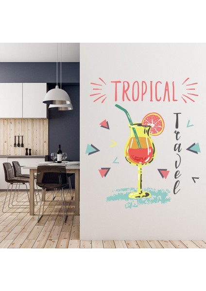 Tropikal Seyahat Kokteyl Içecek Dekoratif Duvar Sticker Çıkartma Mutfak Ofis Yatak Odası