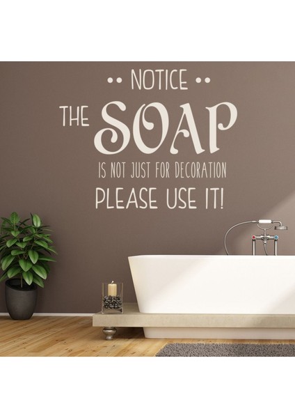 Dikkat Sabun Banyo Dekoratif Duvar Sticker Çıkartma Ofis Oturma Odası