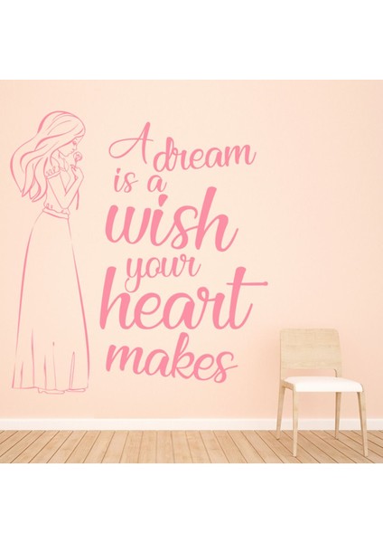 Bir Rüya Bir Dilektir Masal Yazılı Dekoratif Duvar Sticker Çıkartma Bebek Çocuk Odası