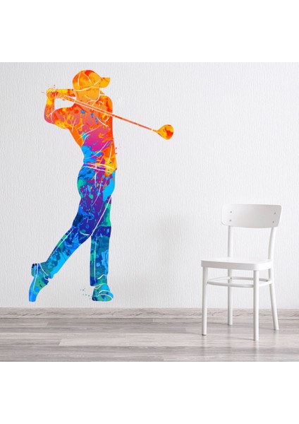 Golf Oyuncusu Soyut Sanat Dekoratif Duvar Sticker Çıkartma Spor Salonu Çocuk Odası