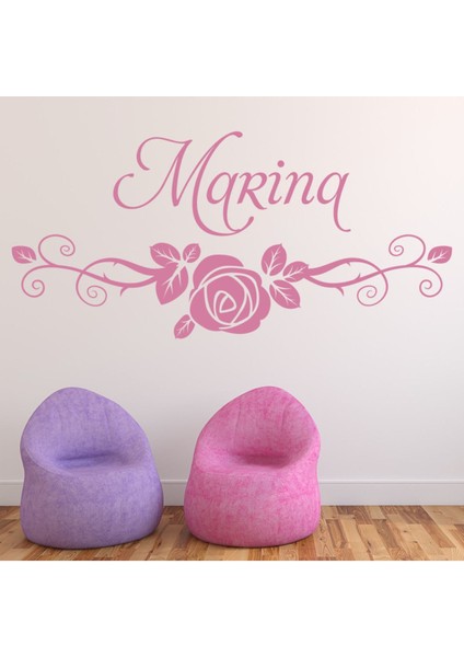 Kişiye Özel Isim Girdap Gül Dekoratif Duvar Sticker Çıkartması Bebek Çocuk Odası