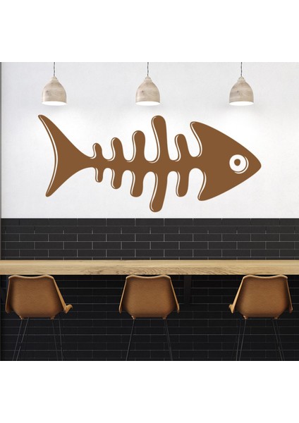 Balık Iskeleti Balıkçılık Işareti Dekoratif Duvar Sticker Çıkartma Spor Salonu Çocuk Odası