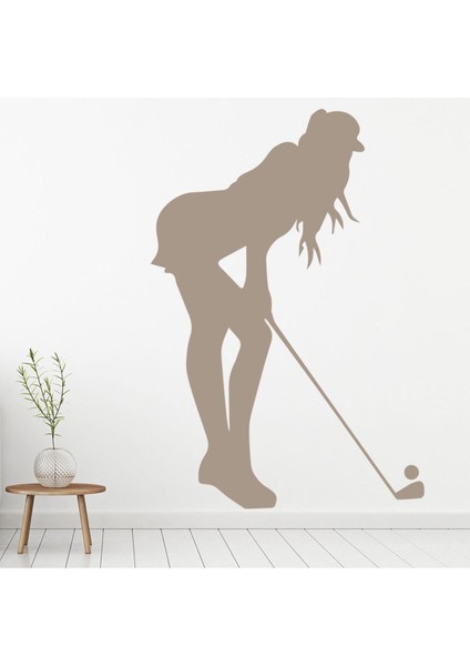 Kadın Golfçü Golf Dekoratif Duvar Sticker Çıkartma Spor Salonu Çocuk Odası