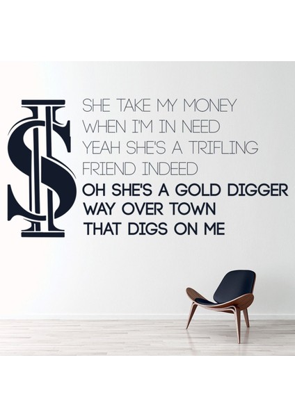 Kanye West Gold Digger Şarkı Sözleri Dekoratif Duvar Sticker Çıkartma Oturma Odası Salon