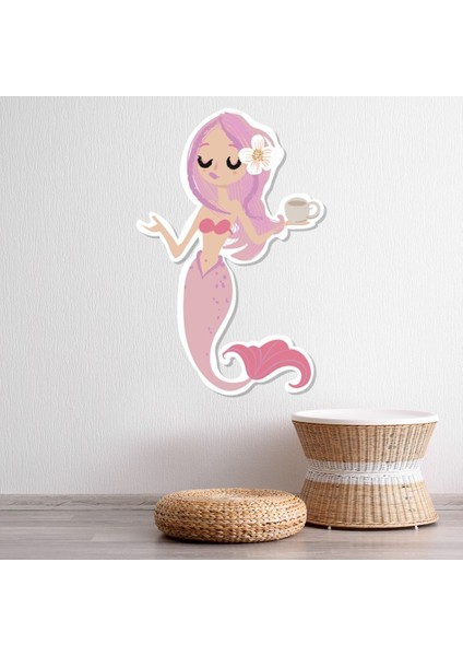 Pembe Denizkızı Dekoratif Duvar Sticker Çıkartma Bebek Çocuk Odası