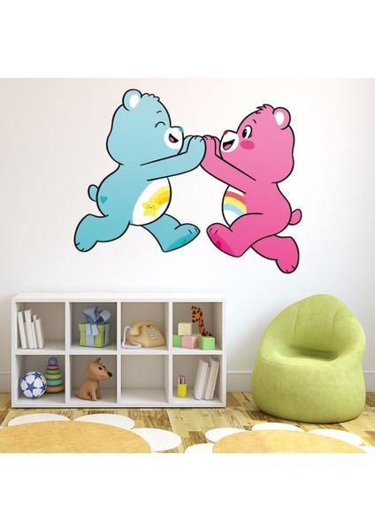 Sevimli Ayıcıklar Sihirli Yatma Zamanının Kilidini Açıyor ve Neşeli Ayılar Dekoratif Duvar Sticker