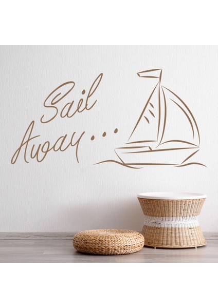 Yelken Uzak Banyo Yazılı Dekoratif Duvar Sticker Çıkartma Ofis Oturma Odası