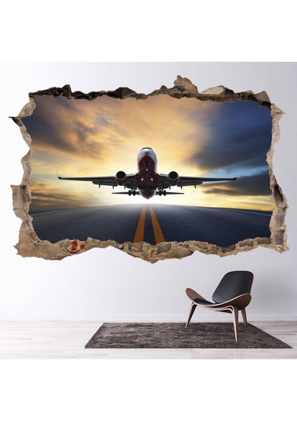 Uçak 3D Delik Dekoratif Duvar Sticker Çıkartması Bebek Çocuk Odası