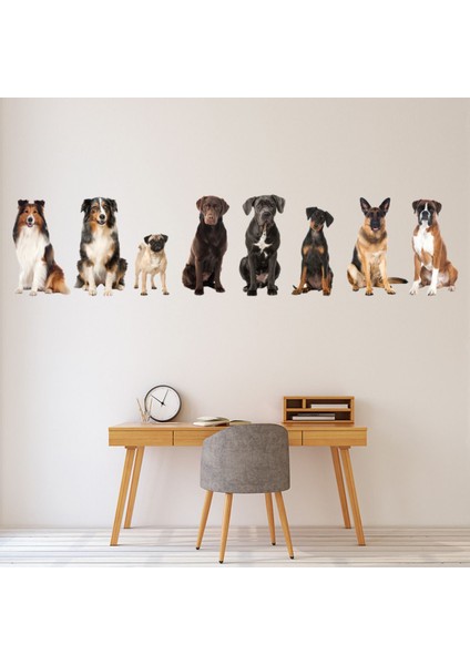 Köpek Grubu Evcil Hayvan Veterinerler Dekoratif Duvar Sticker Çıkartma Mutfak Ofis Yatak Odası