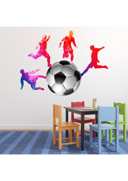 Futbolcular Gol Dekoratif Duvar Sticker Çıkartma Spor Salonu Çocuk Odası