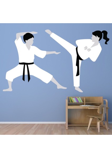 Karate Dövüş Sanatları Spor Dekoratif Duvar Sticker Çıkartma Spor Salonu Çocuk Odası