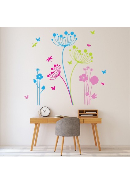 Renkli Karahindiba Dekoratif Duvar Sticker Çıkartma Ofis Oturma Odası