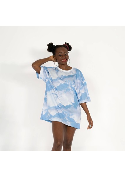 Oversized Cloudy-Aol-Dıgı Nakışlı Unisex T-Shirt