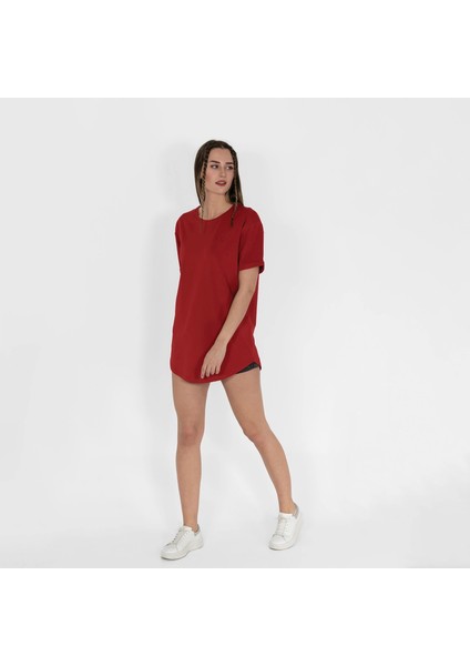 Oval Etek Nakışlı Unisex Kırmızı T-Shirt modelleri