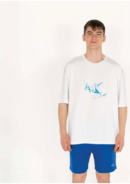 Oversized Ice-Krıstal Unisex Beyaz T-Shirt