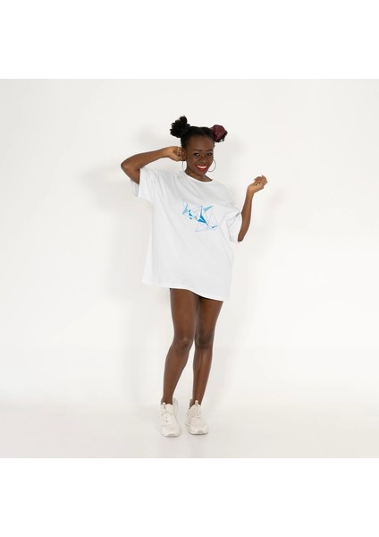 Oversized Ice-Krıstal Unisex Beyaz T-Shirt fiyatları