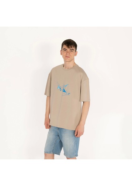 Oversized Ice-Krıstal Unisex Bej T-Shirt fiyatları