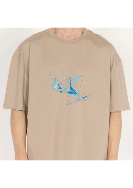 Oversized Ice-Krıstal Unisex Bej T-Shirt indirimleri