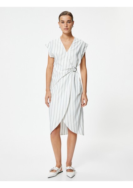 Midi Kruvaze Elbise Kolsuz Kemer Detaylı Slim Fit modelleri