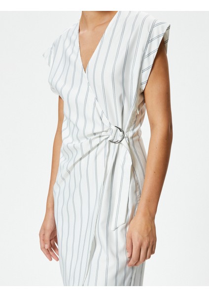 Midi Kruvaze Elbise Kolsuz Kemer Detaylı Slim Fit indirimleri