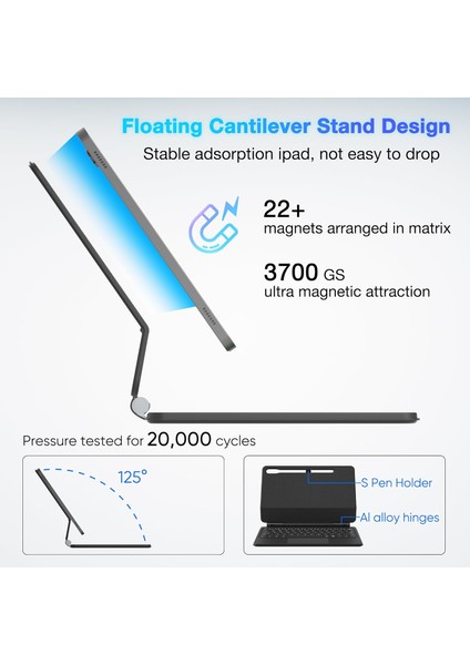 Galaxy Tab S9 11 Inch 2023 (SM-X710) Uyumlu Magic Keyboard Touchpad Rgb Işıklı Klavyeli Kılıf