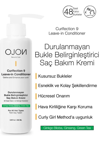 Kusursuz Bukle Belirginleştirici Durulanmayan Saç Bakım Kremi 250ML/Esneklik,Yumuşaklık,Doğallık