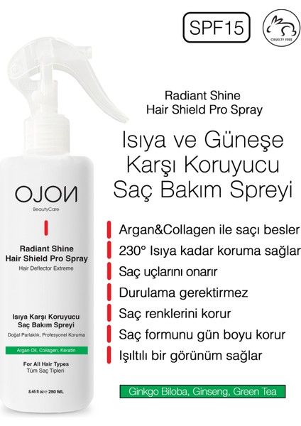 Durulanmayan Isı Korumalı Argan&collagen Sprey 250ML/ Isı Koruma, Kabarma Önleyici, Doğal Parlaklık