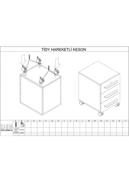 Tidy Standart Keson (Antrasit/kapaklar Pera)